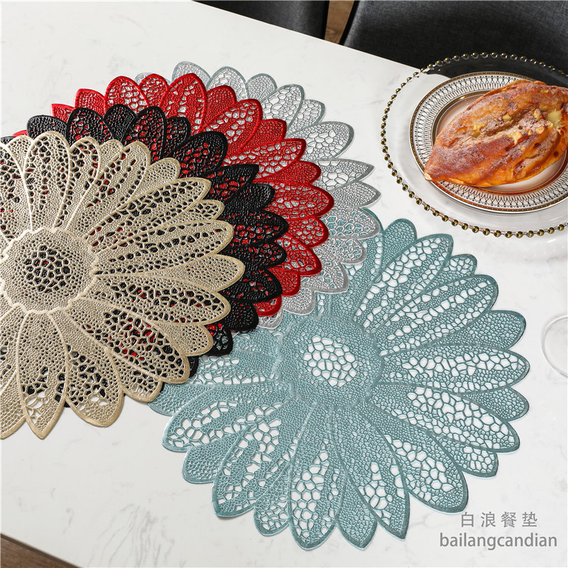 PVC westernstyle food mat hotel restaurant hot stamping heat insulation table mat coasters manufactu