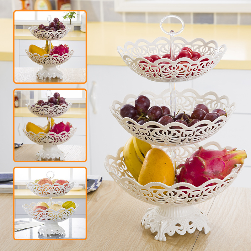 Fruit Basket Modern Living Room Home Plate Plastic ThreeLayer Fruit Plate Creative Dried Fruit Tea T
