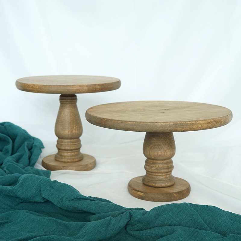 European wedding dessert table wooden cake tray, wood cake stand tall dessert tray photo props