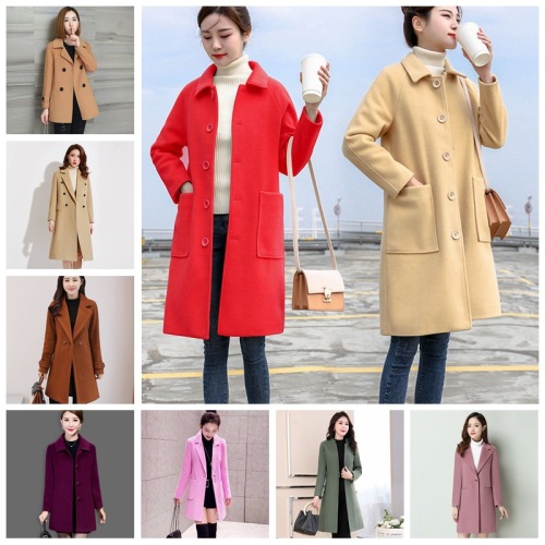 2020 winter hot woolen coat women‘s korean-style loose mid-length girl coat foreign trade stall supply wholesale