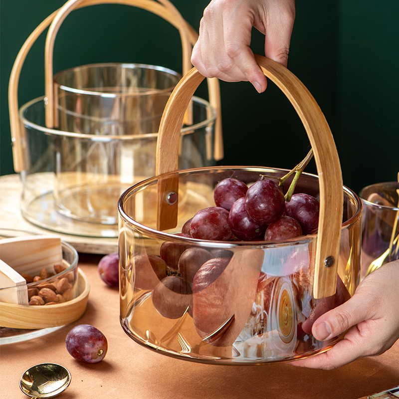 Nordic fruit tray light luxury portable glass basket living ...