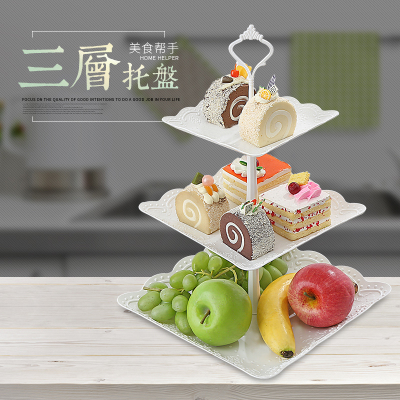 European three-layer fruit Tray dry fruit Tray afternoon ref...