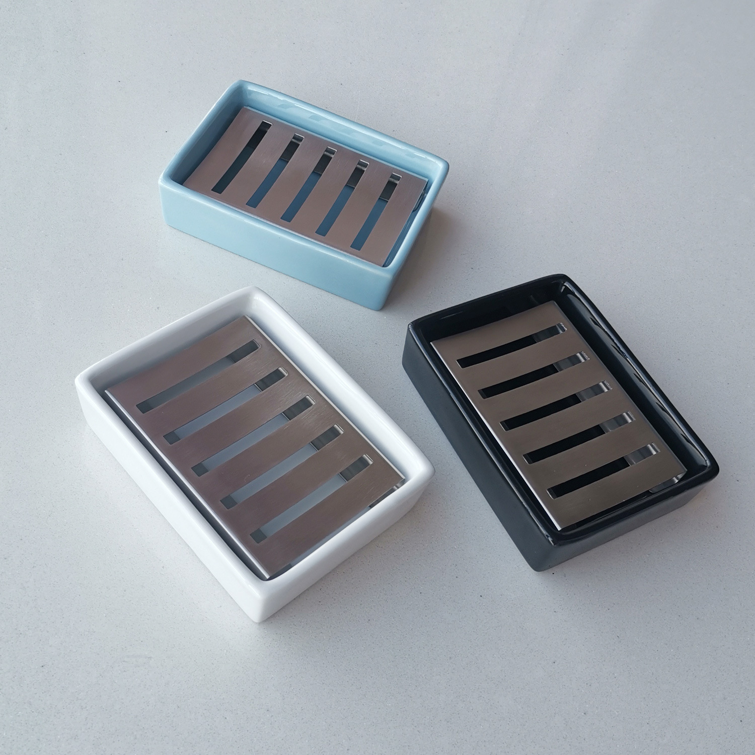 Promotion 304 stainless steel filter screen ceramic soap dish soap box soap box 3 colors