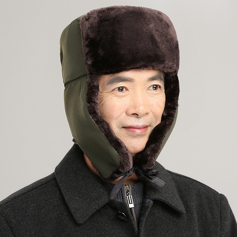 东北雷锋帽男军帽冬季爷爷加厚保暖老人火车头爸爸棉帽子_浩盛帽业