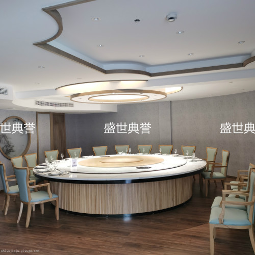 Haikou Resort Hotel Light Luxury Electric Dining Table Customized Club 4.2 M Marble Electric Turntable Large round Table