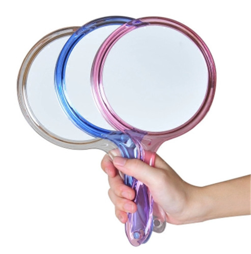 Fashion Plastic Handle Double-Sided Mirror Makeup Mirror Factory Direct Supply Wholesale Promotion Advertising Mirror Handheld Magnifying Glass