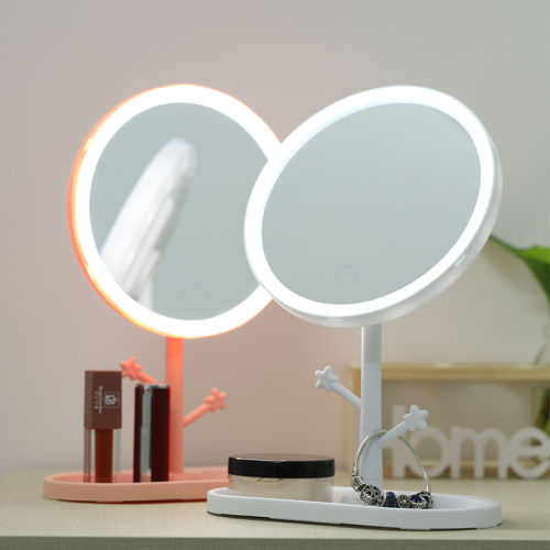 Douyin Online Influencer Mini Lighted Mirror Electrodeless Dimming USB Rechargeable Female Dressing Mirror Portable Led Makeup Mirror 