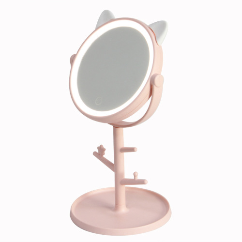 Cute Cat Cute Cute Pet Creative Cute Desktop Storage Led Makeup Mirror Smart Fill Light with Light Beauty Mirror