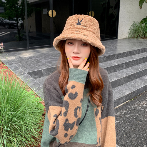 Popular Online 2020 New Warm Fashion Korean Style Trendy Cute Rabbit Ins Lamb Plush Fisherman Hat