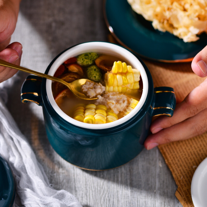 陶瓷炖盅高档汤盅隔水炖蒸罐燕窝礼品日用百货_驰贤陶瓷用品_义乌购