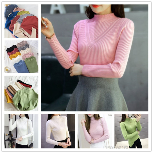 Stall Supply Bedford Cord Sweater Women‘s Knitted Bottoming Shirt Factory Direct Stock Korean Women‘s Long Sleeve Sweater Wholesale