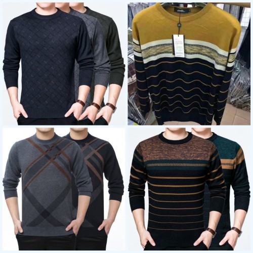 Autumn and Winter New Men‘s Sweater Foreign Trade Tail Goods Korean Men‘s Oversized Knit Sweater Stock Stall Wholesale Supply