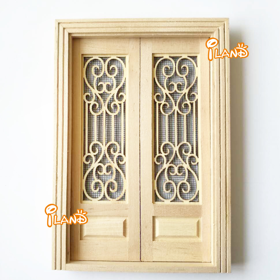 1: 12diy Doll House Children's Play House Toy Mini Door and Window Plain Embryo Split Screen Do