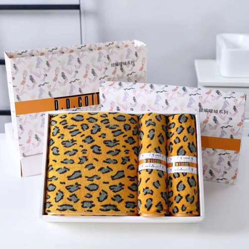 Leopard Print Towels Set Soft Quick Water-Absorbing Quick-Drying Bath Towel Coral Fleece Suit Face Washing Bath Hair-Drying Cap