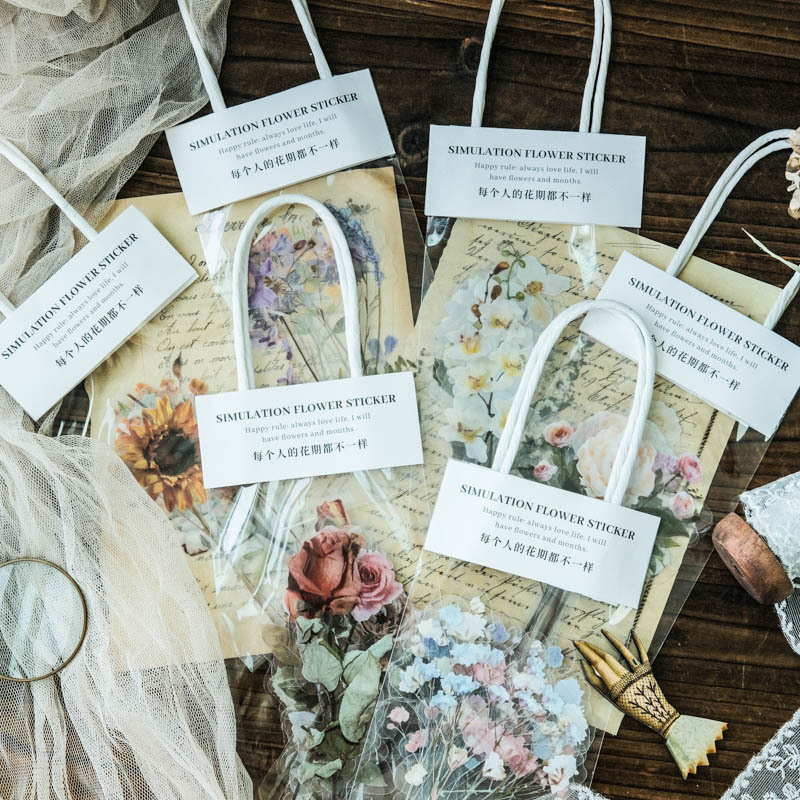 Fresh Ins Journal Stickers Rose Plain White Sticker Package ...