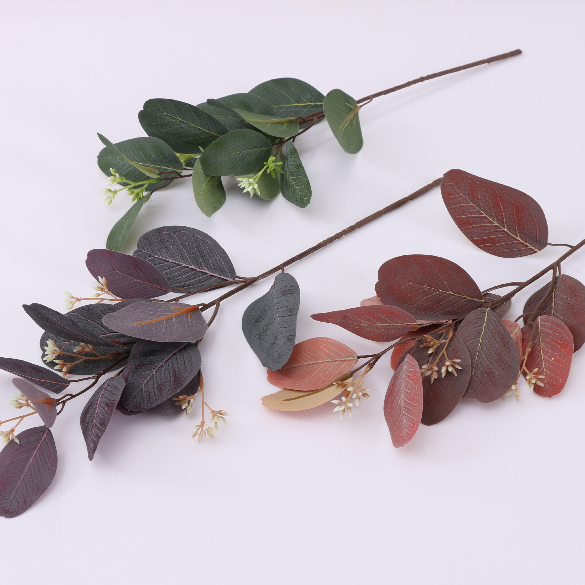 Yibo Simulated Green Plants 3D Feel Eucalyptus Money Leaf Belt Fruit Home Decoration Simulation Plan