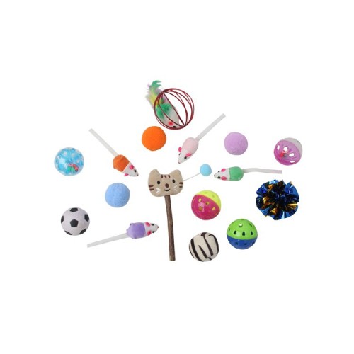 Cat Toy 16-Piece Mouse Plastic Bell Doll Tianmu Liao Ringing Paper Ball Cat Factory Direct Sales