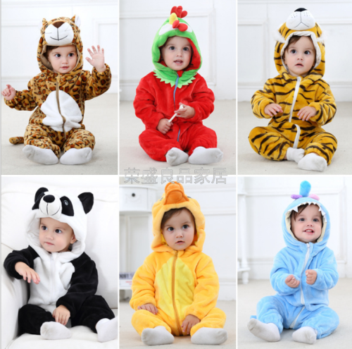 foreign trade children‘s jumpsuit spring and autumn flannel romper new romper ins newborn clothing