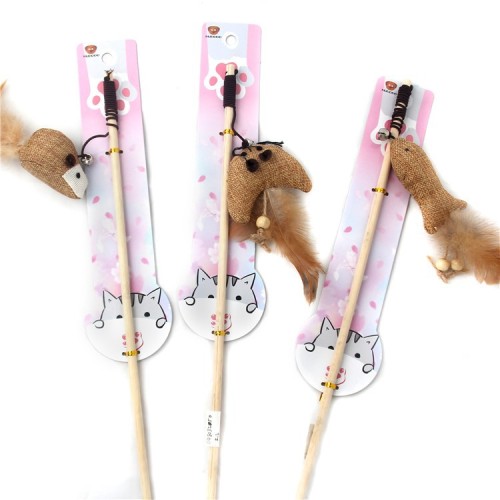 foreign trade orders wooden rod wooden beads mouse fish moon mouse cat cat supplies cat toy interactive factory direct sales