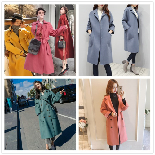 Winter Popular Thick Woolen Coat Women‘s Clothing Korean Style Loose Mid-Length Plaids and Tweedst Foreign Trade Stall Supply Wholesale