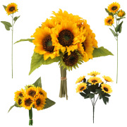 Spot Supply Simulation Taiyanghua Sunflower Bunch Big Taiyanghua Wedding Home Decoration Floor Sunflower