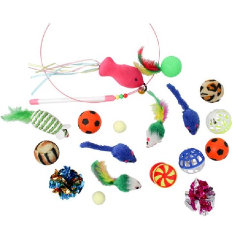 pet cat toy set cat toy funny cat stick mouse sisal ball gift value pack 18 pieces set