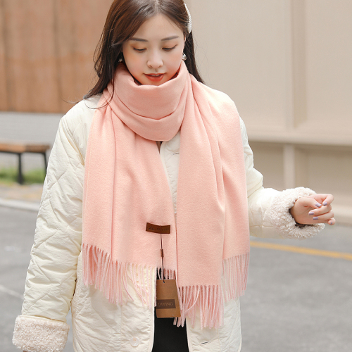 solid color scarf female winter korean style versatile student autumn and winter thickened soft new fabric plain scarf shawl dual-use