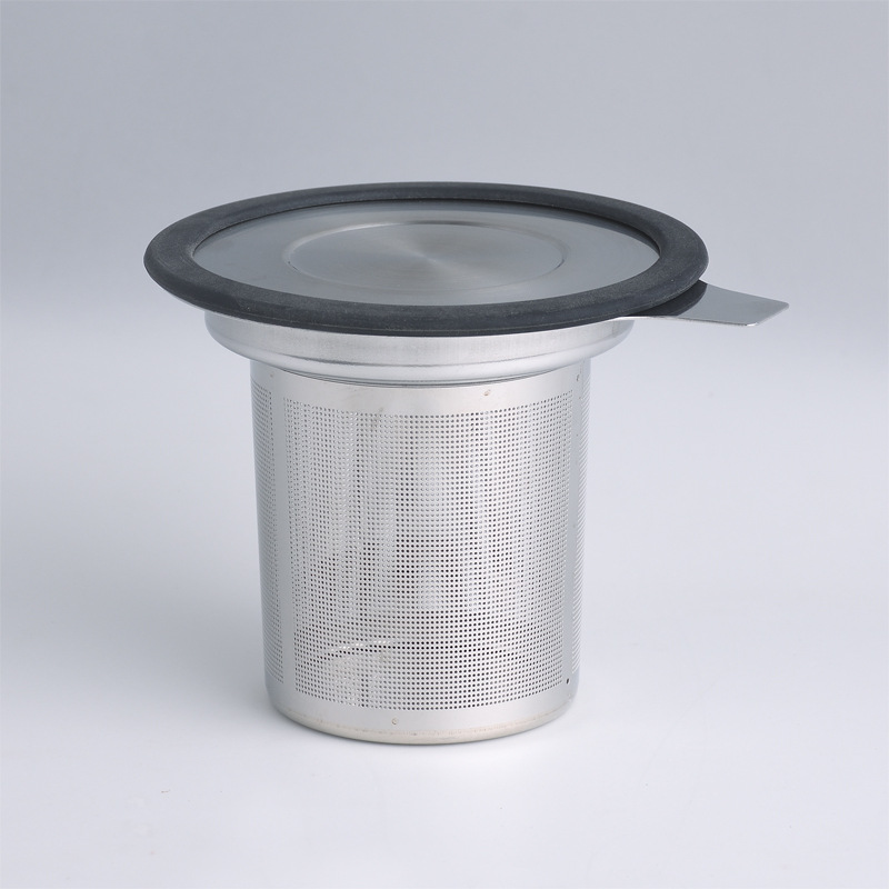 Stainless Steel Tea Strainer with Silicone Cup Cover Cha Lv Wang Punching Hole Meshes Tea Making Dev