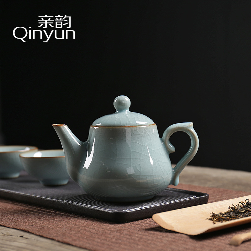 Pro-Rhyme Celadon Teapot Crackle Glaze Single Teapot Ceramic Kung Fu Tea Set Teapot Filter Teapot La