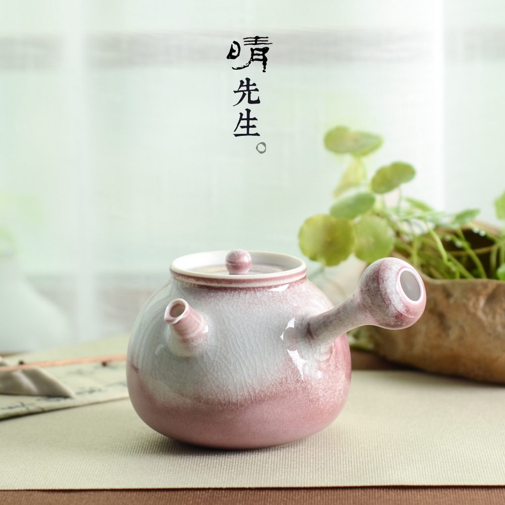 Glaze Side Handle Pot Ceramic Kung Fu Tea Set Single Teapot JapaneseStyle Household Handmade Ball Ho