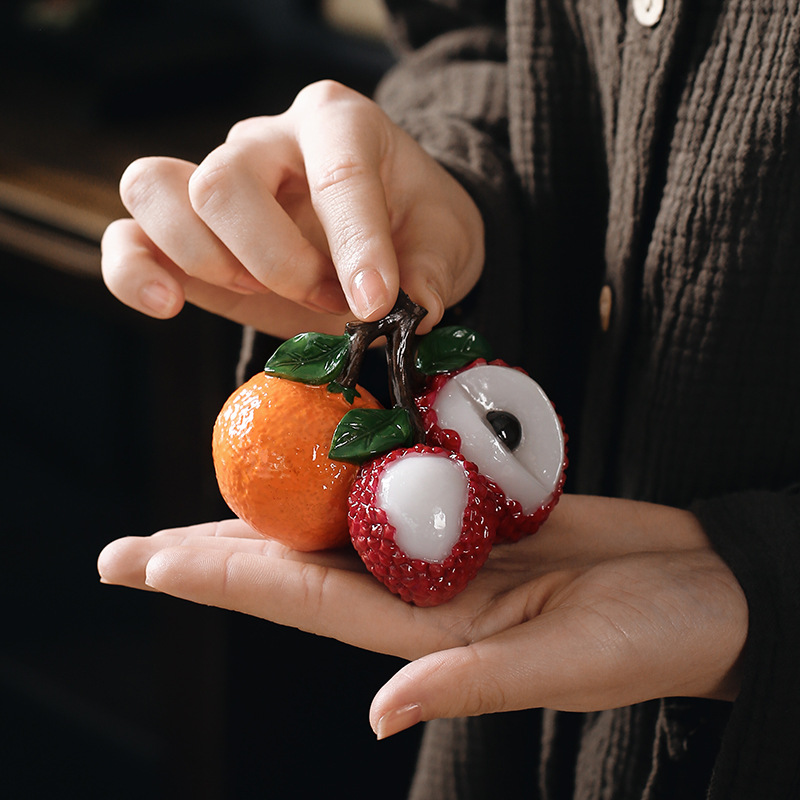 Luck Tea Ornaments Color Changing Tea Ornaments Orange Lychee Resin Color Changing Ornaments Tea Cer