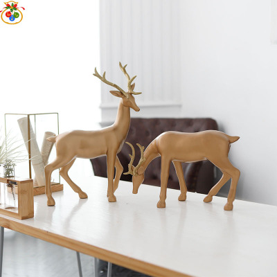 HL-17108A Resin Pair Deer Resin Crafts European-Style Ornaments Christmas Decorations Christmas Gifts