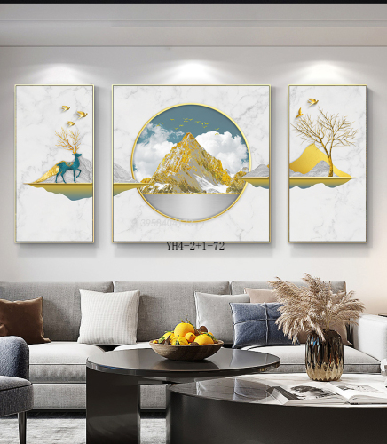 Light Luxury Xiaomei Living Room Decorative Painting Triple Painting Modern Simple Beauty Mural Abstract American Sofa Background Wall Hanging Painting 
