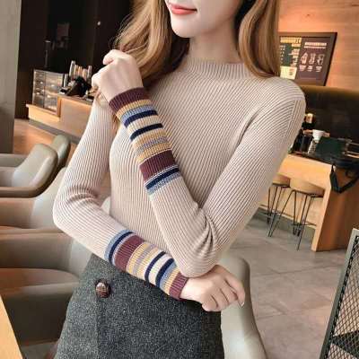 2020 Cored Yarn High Elastic Sweater Slim Fit Inner Wear Long Sleeve Knitted Bottoming Stall Wholesale