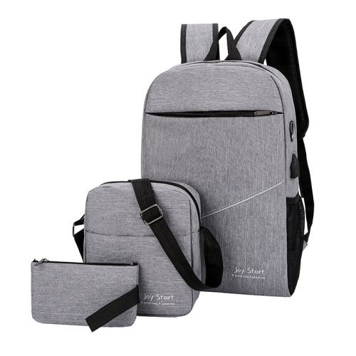 Leisure Travel Backpack Briefcase USB Backpack Three-Piece Computer Bag Schoolbag