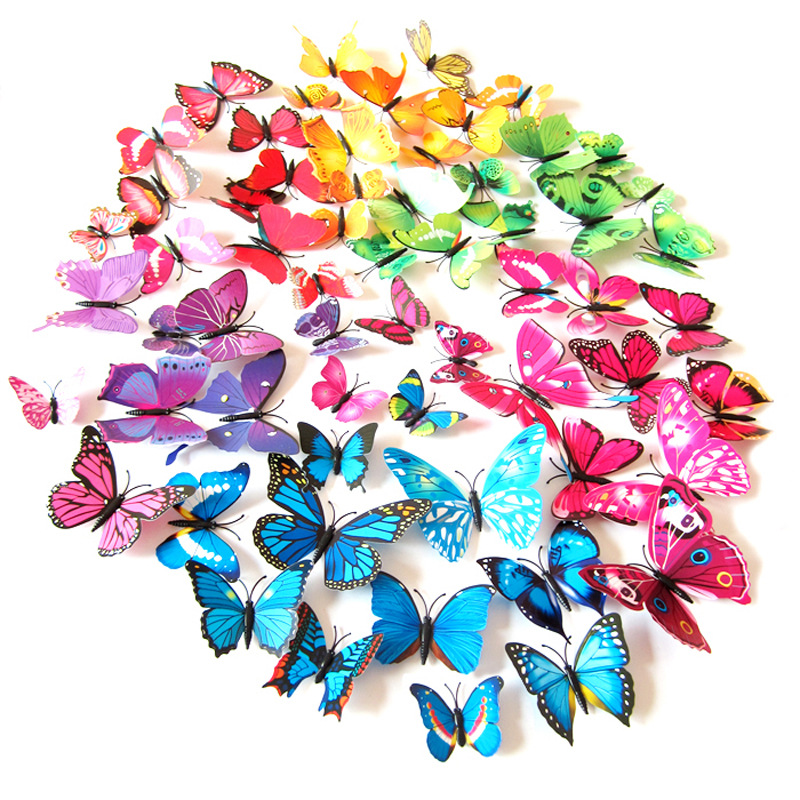 3D Simulation Butterfly Wall Stickers Refrigerator Stickers Wedding Decoration Brooch Hair Accessori