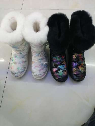 Stock Spot Snow Boots Fleece-Lined Platform Student Flat Heel Warm Booties Female 37-Size 41