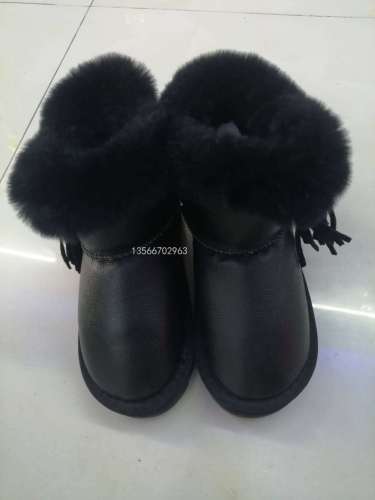 Stock in Stock Children‘s Snow Boots Winter Girls‘ Cotton Shoes Fleece-Lined Mid Boots Warm Size 31