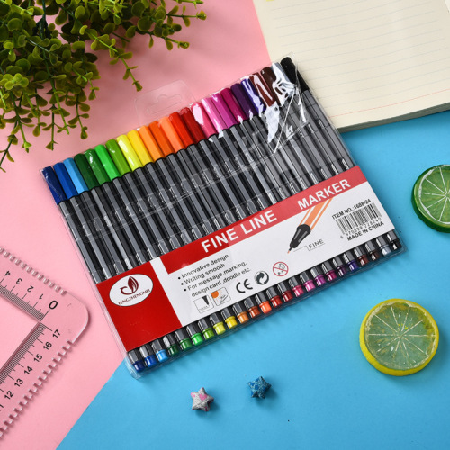 Factory Direct Sales Hot Sale Color Fiber Hairline Rule Pen Set Student Gel Pen Hook Line Water-Based Paint Pen Sketch Needle Pen