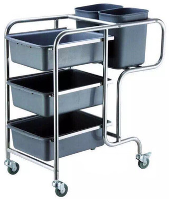 Stainless Steel Collection Car Bowl-Receiving Cart Restaurant Closing Car Turnover Trolley Food Delivery Van