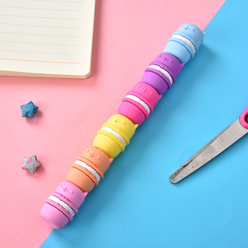 6 Colors Fluorescent Pen Big Head Cute Shape Candy Color Marking Pen Macaron Rough Drawing Key Set Wholesale