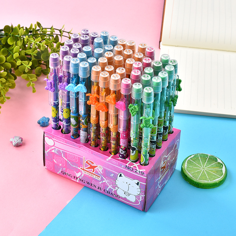 可爱卡通塑料按动写字笔学生用品活动笔套装批发_杭州汇品文具有限
