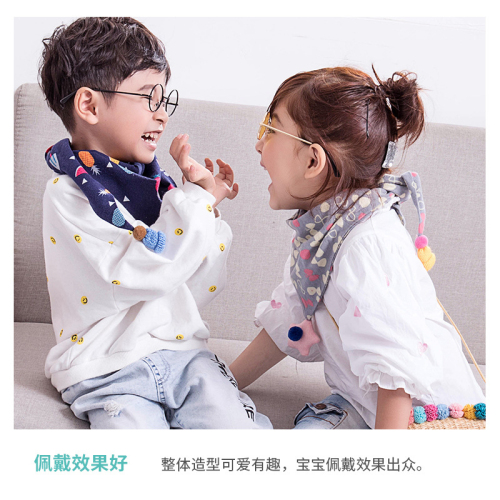 Children‘s Scarf Triangle Scarf Spring， Autumn and Winter Thick Cute Baby Boys and Girls Scarf Children Korean Fashion Scarf 