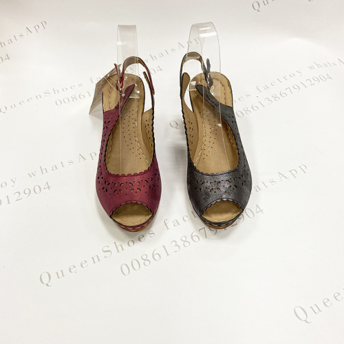 stock lady sands spot wedge peep toe sandals hollow-out design women‘s sandals