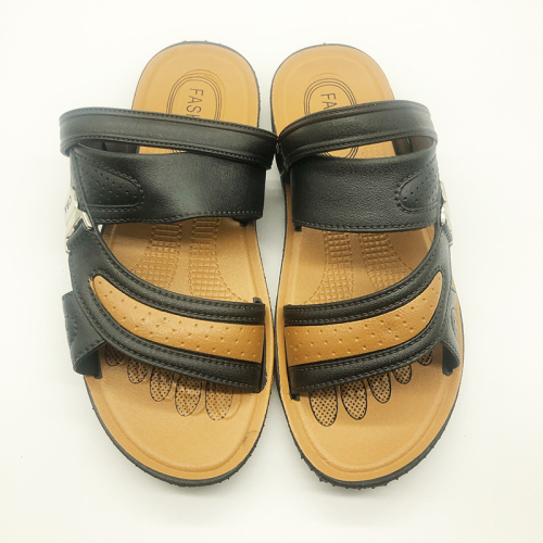 foreign trade pvc blowing imitation leather men‘s non-slip beach outdoor slippers sandals support factory customization