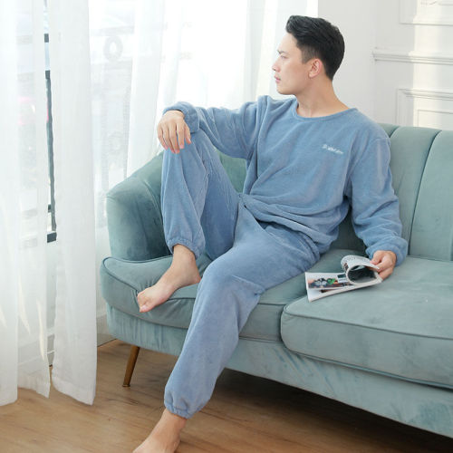 Men‘s Warm Suit plus Size Coral Fleece Home Pajamas Autumn and Winter Couple Clothes Factory Direct Sales