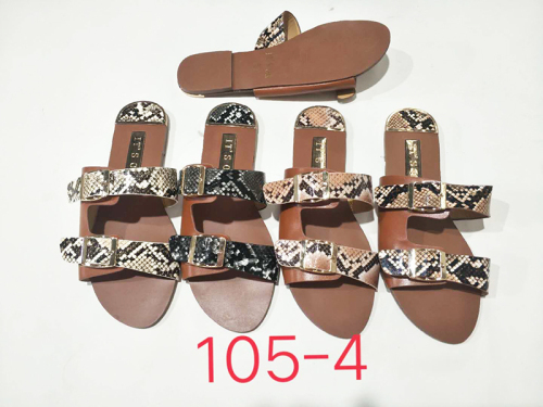 women‘s sandals new fashion belt buckle flat trailer serpentine fabric sandals foreign trade large size in stock wholesale
