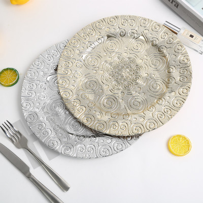 2020 New European-Style Plate Hotel Wedding Mat Plate Plastic Plate Electroplating Craft Plate