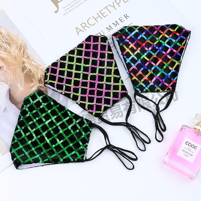 New Lace Mask for Women Sun Block and Dustproof UV-Proof Breathable Fashionable Cool Sequined Mask f