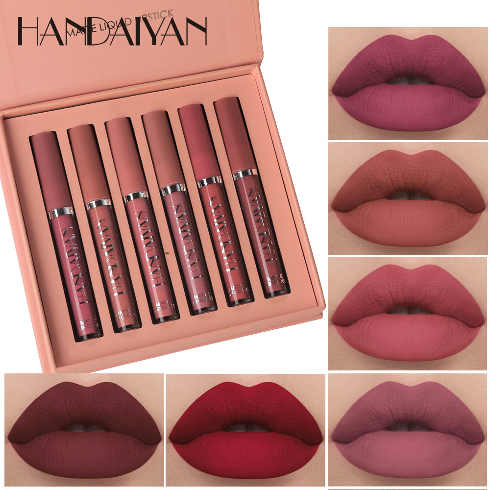 Handaiyan 6-Piece Lip Gloss Suit Non-Stick Cup Matte Lip Glo...